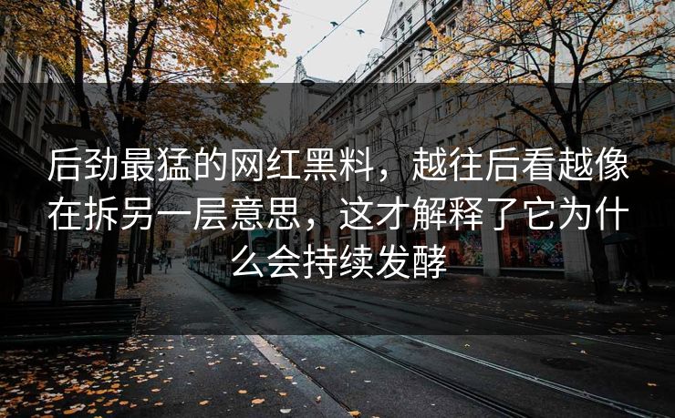 后劲最猛的网红黑料，越往后看越像在拆另一层意思，这才解释了它为什么会持续发酵