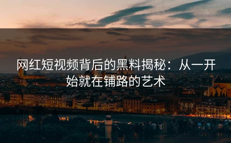 网红短视频背后的黑料揭秘：从一开始就在铺路的艺术