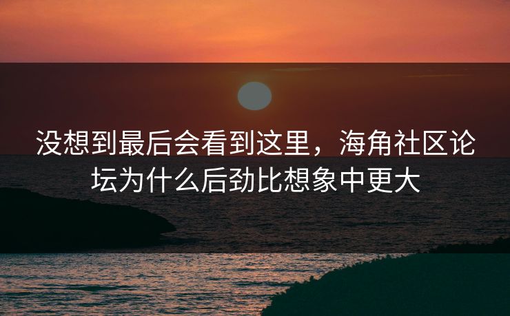 没想到最后会看到这里，海角社区论坛为什么后劲比想象中更大
