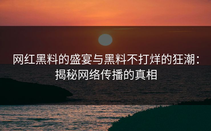 网红黑料的盛宴与黑料不打烊的狂潮：揭秘网络传播的真相