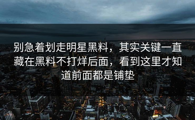 别急着划走明星黑料,其实关键一直藏在黑料不打烊后面,看到这里才知道前面都是铺垫 别急着划走明星黑料,其实关键一直藏在黑料不打烊后面,看到这里才知道前面都是铺垫