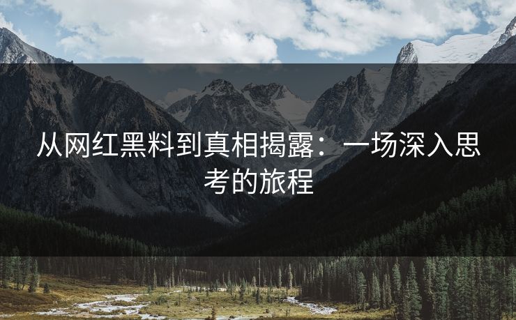 从网红黑料到真相揭露:一场深入思考的旅程 从网红黑料到真相揭露:一场深入思考的旅程
