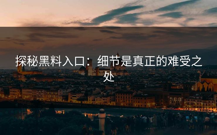 探秘黑料入口:细节是真正的难受之处 探秘黑料入口:细节是真正的难受之处