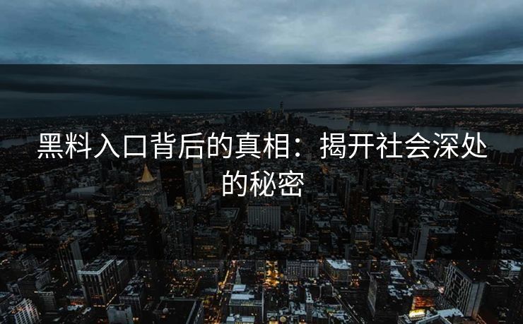 黑料入口背后的真相：揭开社会深处的秘密