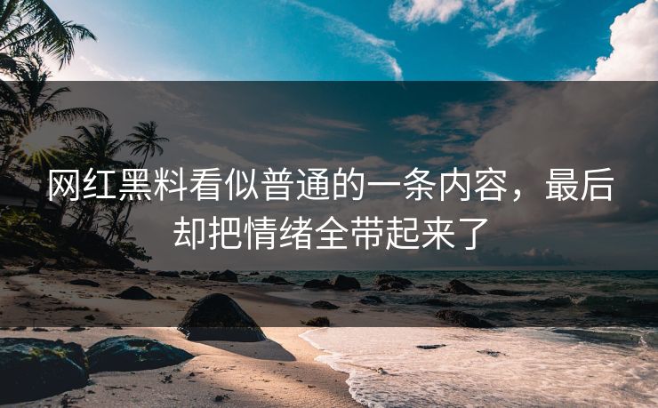 网红黑料看似普通的一条内容，最后却把情绪全带起来了